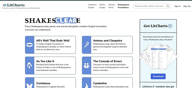 LitCharts Shakespeare Translator