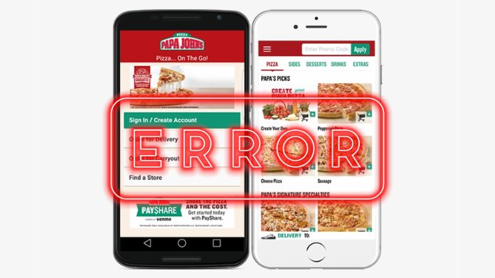 papa john's app not working