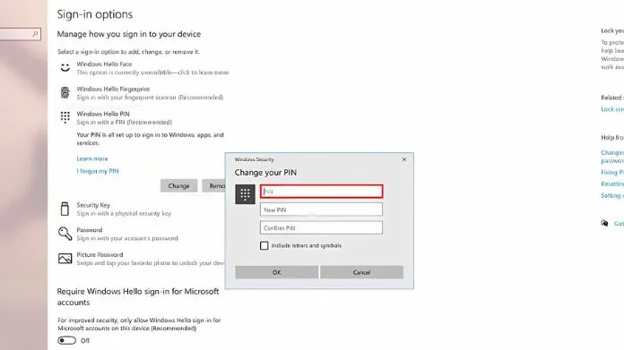 windows hello pin